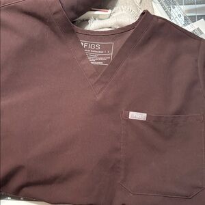 Figs Burgundy V-Neck Scrub Top
